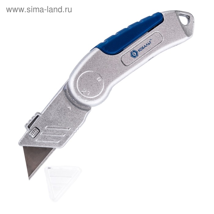 Нож технический "КОБАЛЬТ" складной, трапециевидные лезвия 19 мм (3шт), металл корпус - Фото 1