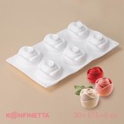Форма для муссовых десертов и выпечки KONFINETTA «Розы», 30×17.5×6 см, 6 ячеек (6.5×6.8 см), белая - Фото 1