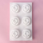 Форма для муссовых десертов и выпечки Доляна «Розы», 30×17,5×5 см, 6 ячеек (6,5×6,8 см), цвет белый - фото 4583945