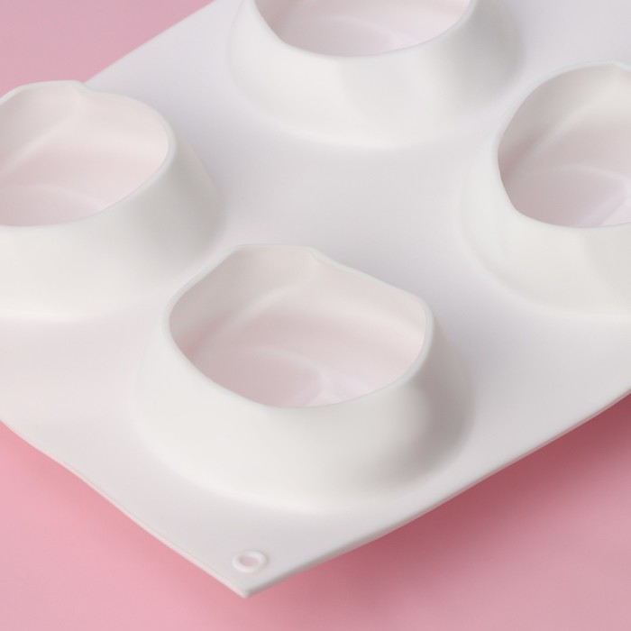 Форма для муссовых десертов и выпечки Доляна «Розы», 30×17,5×5 см, 6 ячеек (6,5×6,8 см), цвет белый - фото 1896618366
