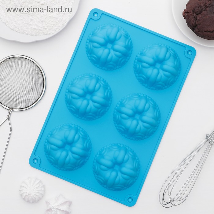 Форма силиконовая для выпечки Доляна «Узоры», 26×17,5 см, 6 ячеек (7,3×7,3×3 см), цвет МИКС - Фото 1