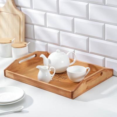 Поднос с ручками с декором Доляна, 40×30×7.5 см, дерево сосна