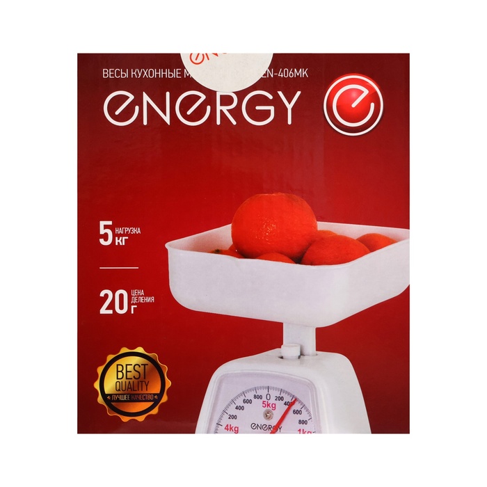 Весы кухонные ENERGY EN-406МК, механические, до 5 кг, белые - фото 1908349537