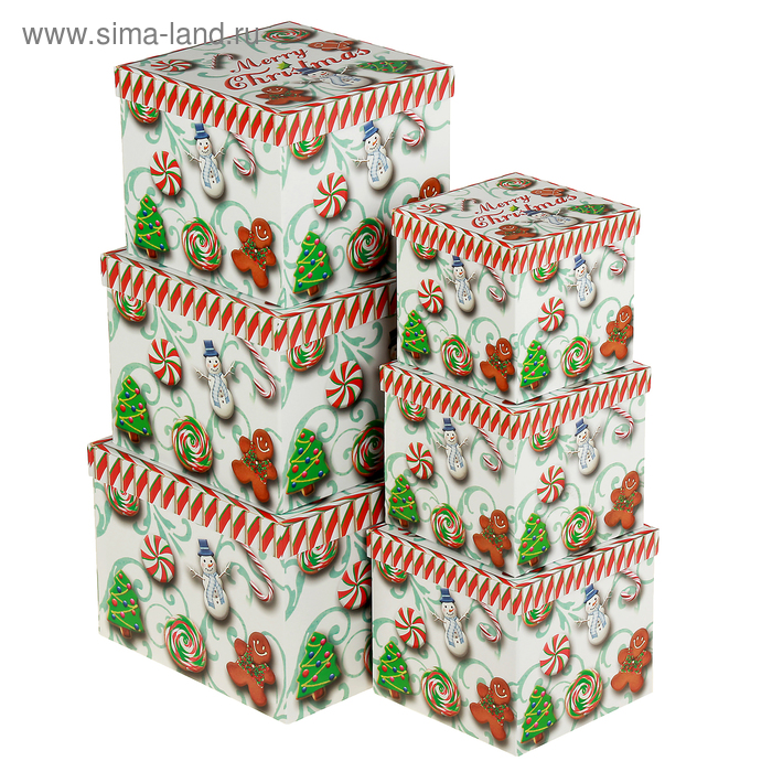 Набор коробок 6в1 "Рождество", 24,5 х 24,5 х 18 - 15 х 15 х 13 см - Фото 1