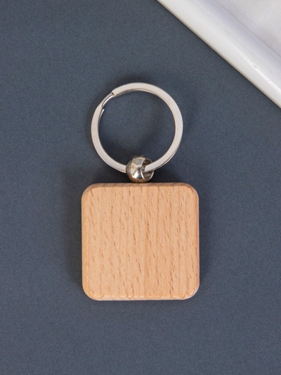Деревянный брелок для ключей на кольце под нанесение «Квадрат», закруглённые углы, 4×4 см