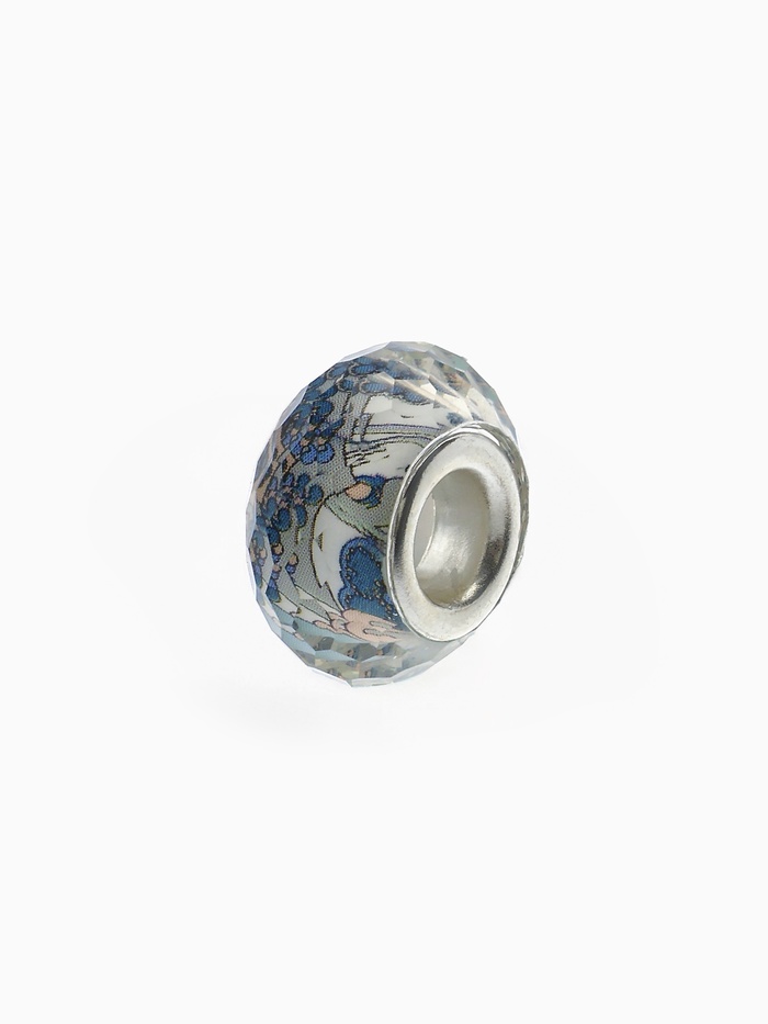 Шарм бусина «Цветы» незабудки, для творчества, бело-синяя в серебре