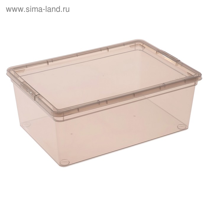 Короб для хранения с крышкой Mystery, 10 л, 37×26×14 см, цвет прозрачно-серый - Фото 1