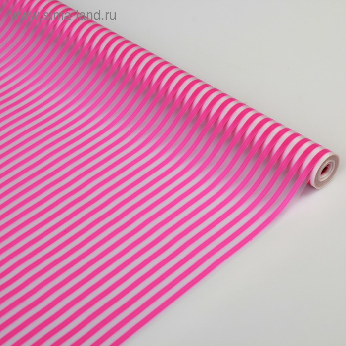 Пленка для цветов матовая "Полоски" ярко-розовый 0.6 х 10,4 м, 35 мкм - Фото 1