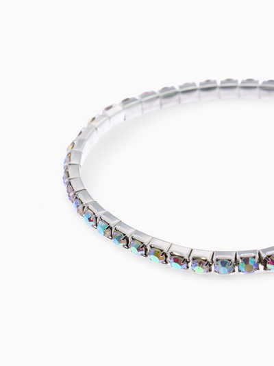 Браслет со стразами «Лёд» 1 ряд, цвет радужный в серебре, 4 мм, d=5 см