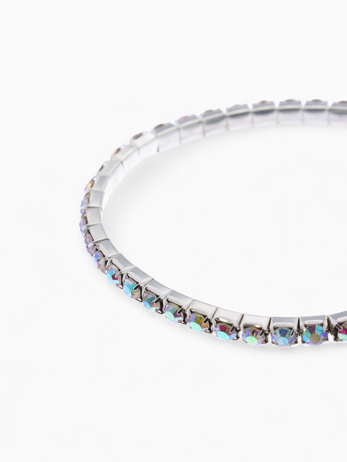Браслет со стразами «Лёд» 1 ряд, цвет радужный в серебре, 4 мм, d=5 см - Фото 1
