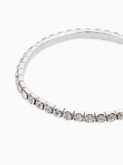 Браслет со стразами «Лёд» 1 ряд, цвет белый в серебре, 4 мм