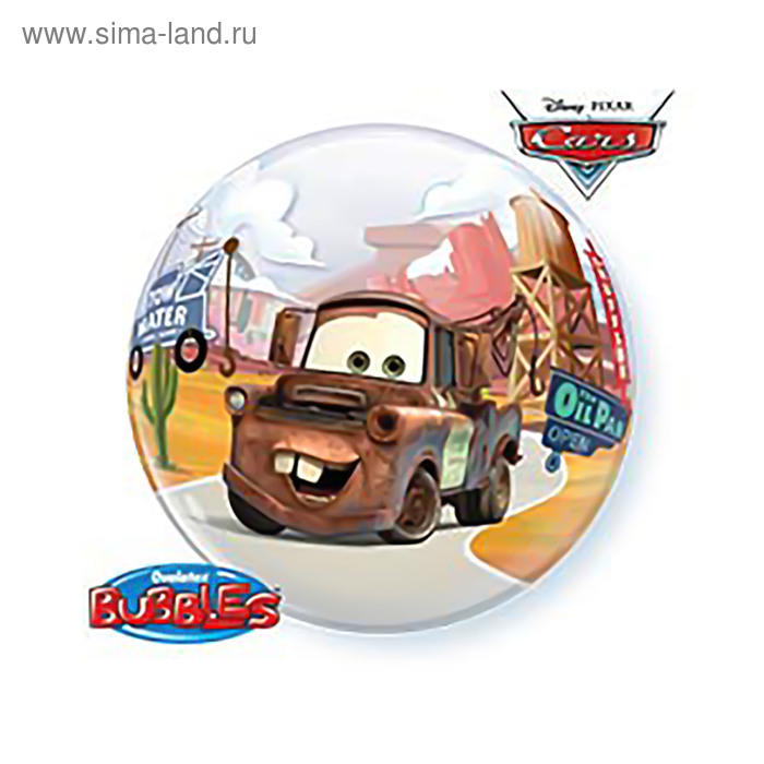 Шар полимерный 22" BUBBLE Disney "Тачки", прозрачный - Фото 1