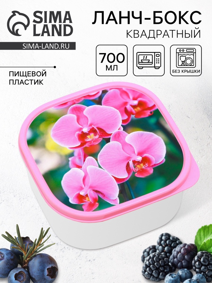 Ланч - бокс квадратный «Орхидеи», 700 мл - Фото 1