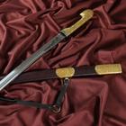 Шашка кавказская, сувенирная "Шамиль" наборный-кожа/латунь - фото 24621976