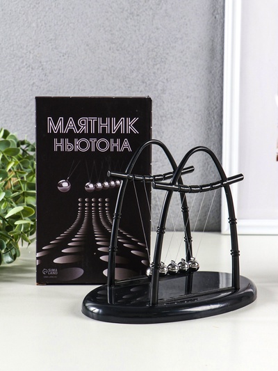 Маятник настольный антистресс «Шары Ньютона. Колыбель техно», бамбук чёрный, 14×18×11 см