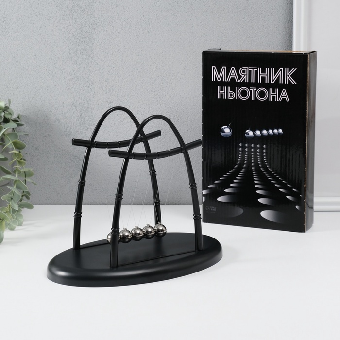 Маятник настольный антистресс «Шары Ньютона. Колыбель техно», бамбук чёрный, 18×22.5×14 см