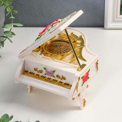 Шкатулка музыкальная механическая "Пианино с цветами" МИКС 9,5х17х12,5 см