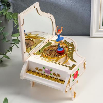 Шкатулка музыкальная механическая "Пианино с цветами" МИКС 9,5х17х12,5 см