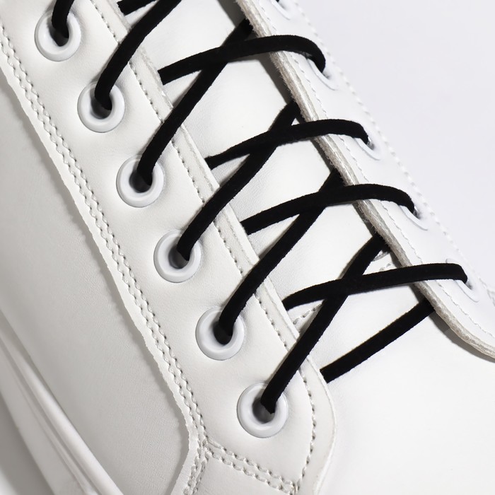 Шнурки для обуви, пара, плоские, 3 мм, 110 см, цвет чёрный - Фото 1