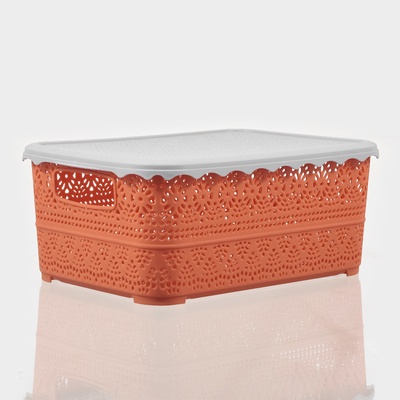 Контейнер для хранения с крышкой «Ажур», пластик, 26×19×11.5 см, МИКС