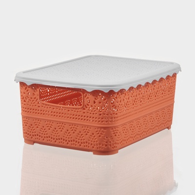 Контейнер пластиковый для хранения с крышкой «Ажур», 26×19×11,5 см, цвет МИКС