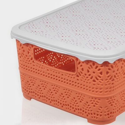 Контейнер пластиковый для хранения с крышкой «Ажур», 26×19×11,5 см, цвет МИКС