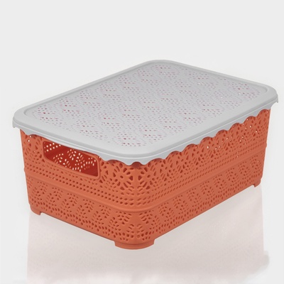 Контейнер пластиковый для хранения с крышкой «Ажур», 26×19×11,5 см, цвет МИКС