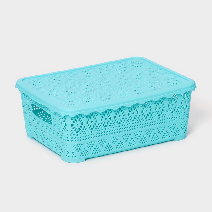 Контейнер для хранения с крышкой «Ажур», пластик, 35×27×12 см, цвет МИКС - Фото 1