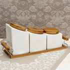Набор банок керамических для сыпучих продуктов на деревянной подставке «Эстет», 3 предмета: 600 мл, 800 мл, 1000 мл - Фото 2