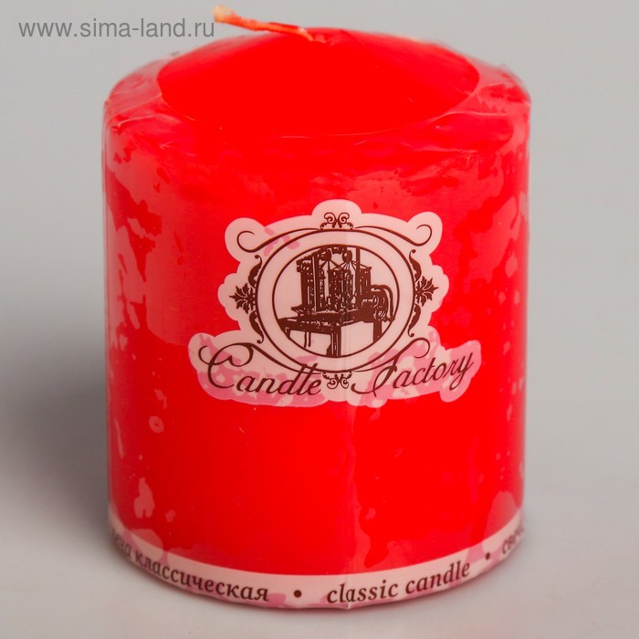 Свеча - цилиндр, 6х8см, красная - Фото 1