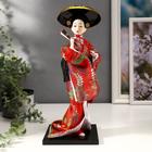 Кукла коллекционная "Китаянка с веером в шляпе" 30х12,5х12,5 см - фото 320004608
