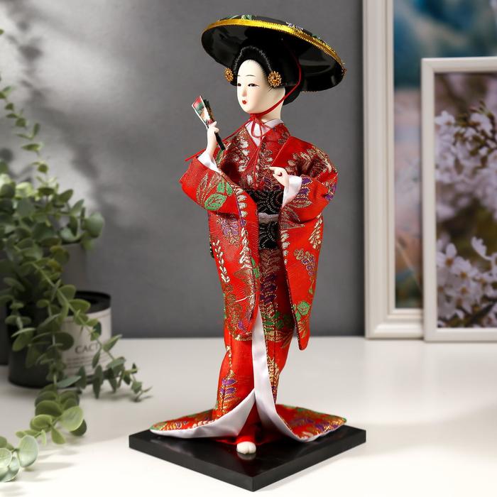 Кукла коллекционная "Китаянка с веером в шляпе" 30х12,5х12,5 см - фото 1896618833