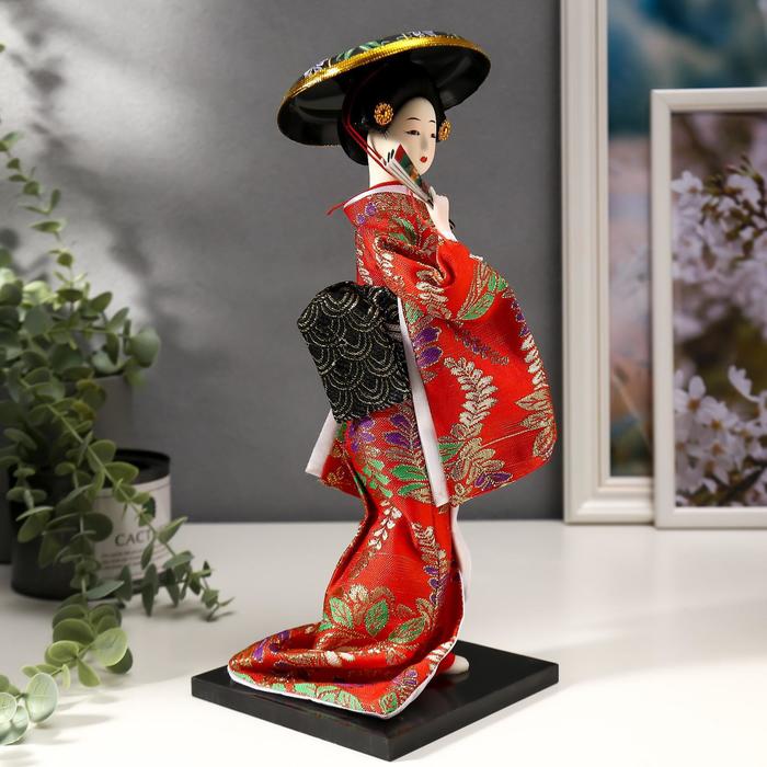 Кукла коллекционная "Китаянка с веером в шляпе" 30х12,5х12,5 см - фото 1877390910