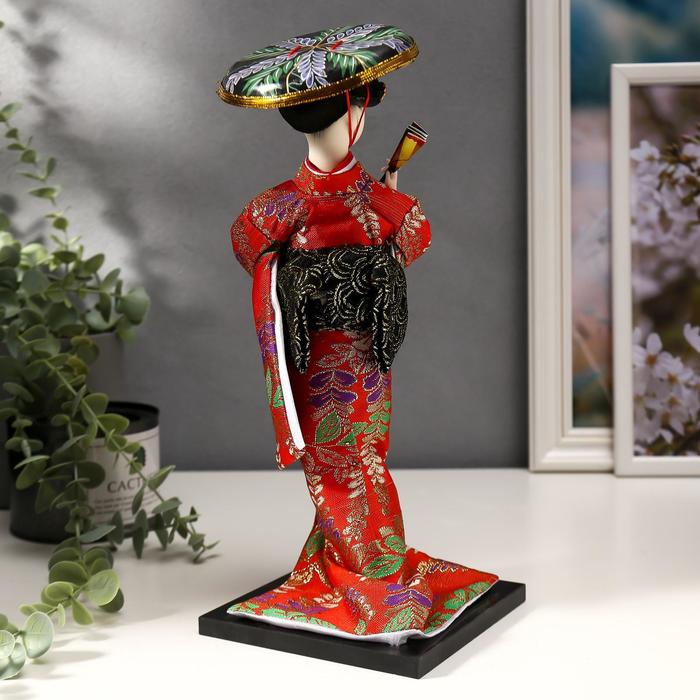 Кукла коллекционная "Китаянка с веером в шляпе" 30х12,5х12,5 см - фото 1877390911