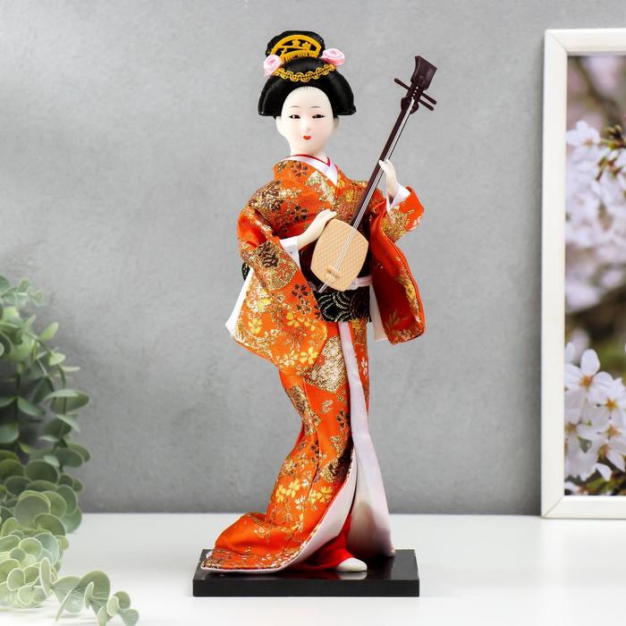 Кукла коллекционная "Гейша с музыкальным инструментом" 32х12,5х12,5 см - Фото 1