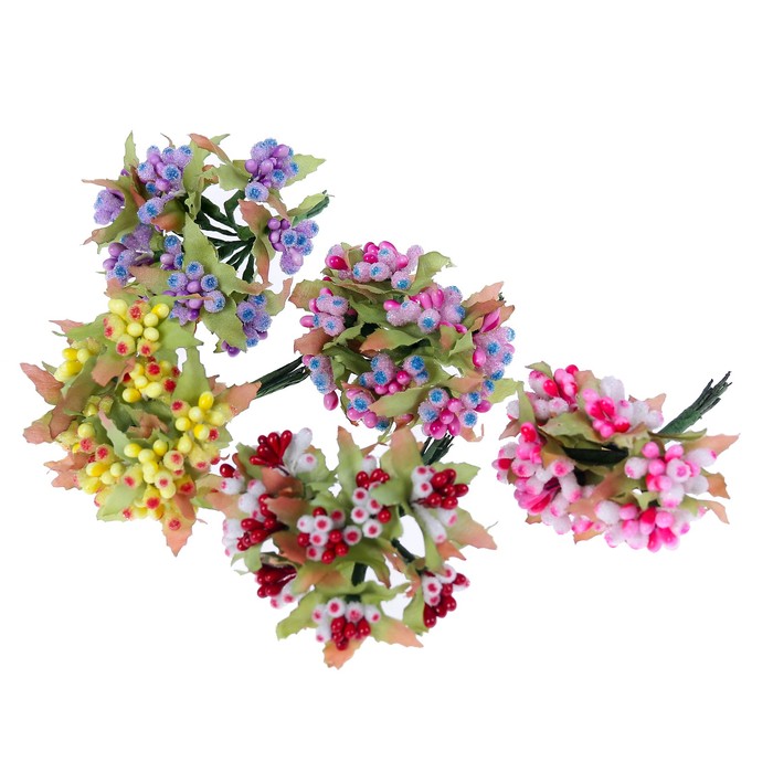 Декор для творчества "Засахаренные ягодки" (набор-букет 10 цветков) 8,5 см d=2 см МИКС - фото 1911274121