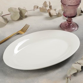 Блюдо фарфоровое овальное c утолщённым краем Доляна White Label, 30,5×20×3 см, цвет белый