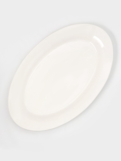 Блюдо сервировочное c утолщённым краем Доляна White Label, 37×23.5×3 см, фарфор, белое
