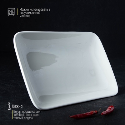 Блюдо прямоугольное Доляна White Label, 24.5×15.5 см, фарфор, белое