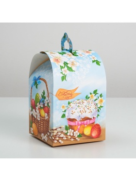 Коробка кондитерская складная, упаковка на Пасху «Вкусный Кулич», 16.5×14.5×21 см