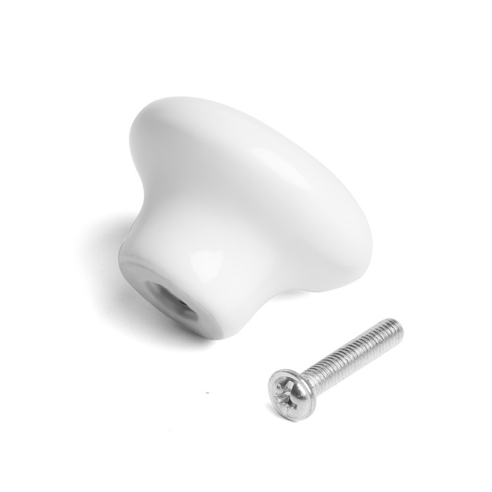 Ручка-кнопка Ceramics 002, керамическая, белая - фото 18514246