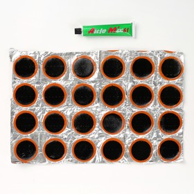 Набор заплаток для ремонта шин: 24 шт. + клей, круглые  (артикул 3039411)  большой выбор товаров оптом и в розницу по низким ценам с доставкой