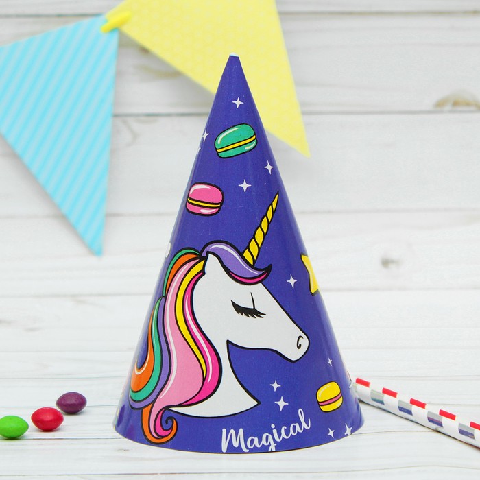Бумажный колпак «Единорог», 16 см - Фото 1