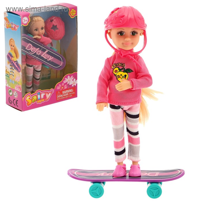 Кукла-малышка "Алина" скейтбордистка, МИКС - Фото 1