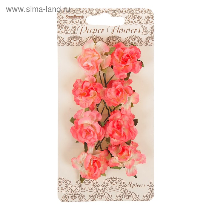 Цветы гвоздики из бумаги (набор 8 шт) нежно-розовые - Фото 1
