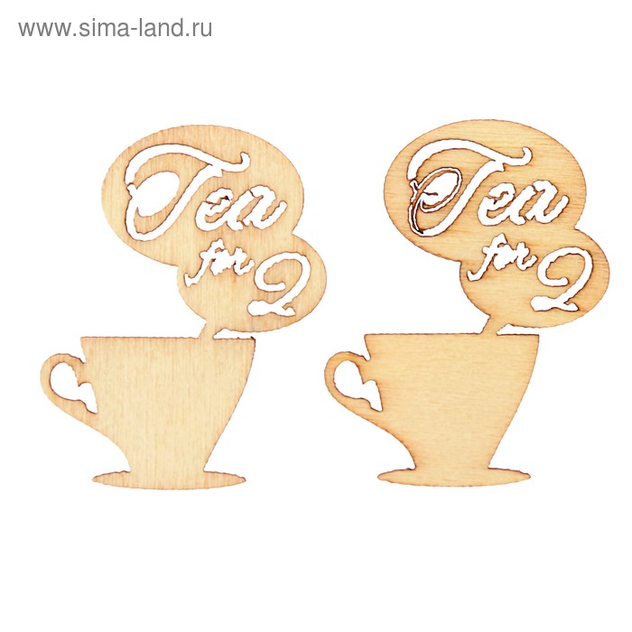 Вырубка для скрапбукинга из дерева "Tea for 2" набор 2шт, 3,4х1,7см - Фото 1