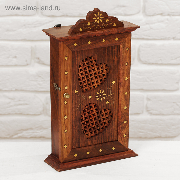 Ключница «Резные сердечки», 28×16×6 см, дерево - Фото 1