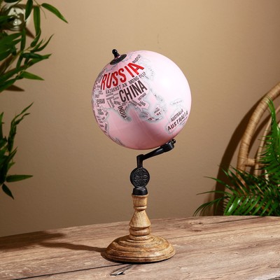 Сувенир глобус «Розовый», 20.3×20.3×37 см