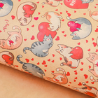 Бумага упаковочная крафтовая «Влюблённые коты», 50 × 70 см - Фото 1