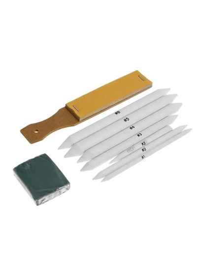 Набор инструментов для растушёвки, 8 предметов, 1 наждачка-12 листов, 1 ластик-клячка